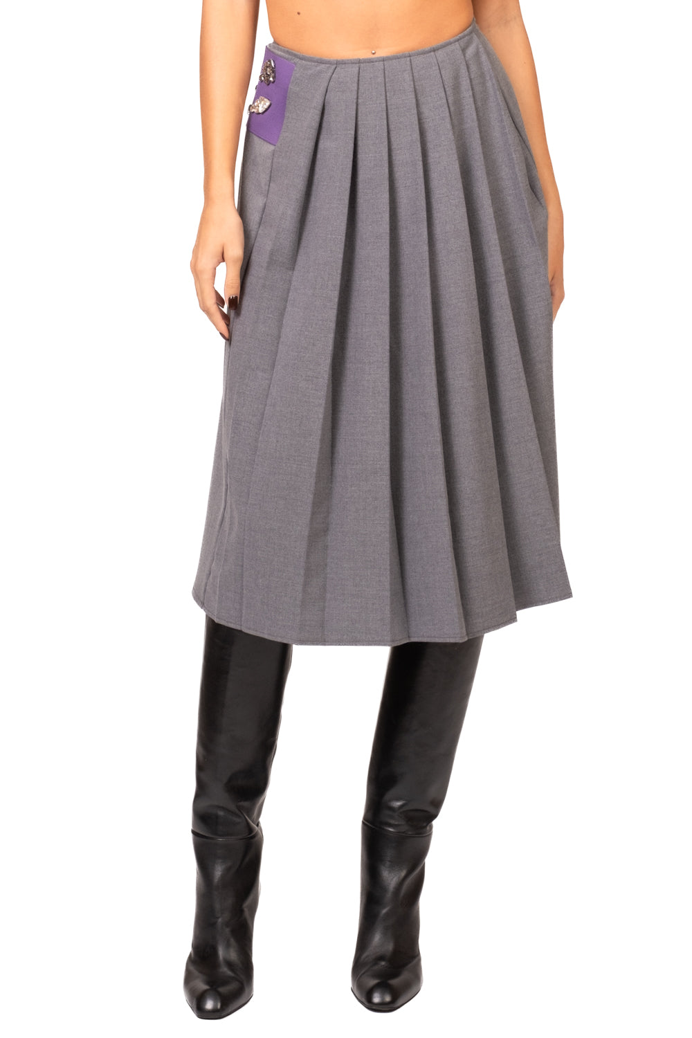 Tensione In - Gonna pieghe applicazioni gioiello Art. N10261AT