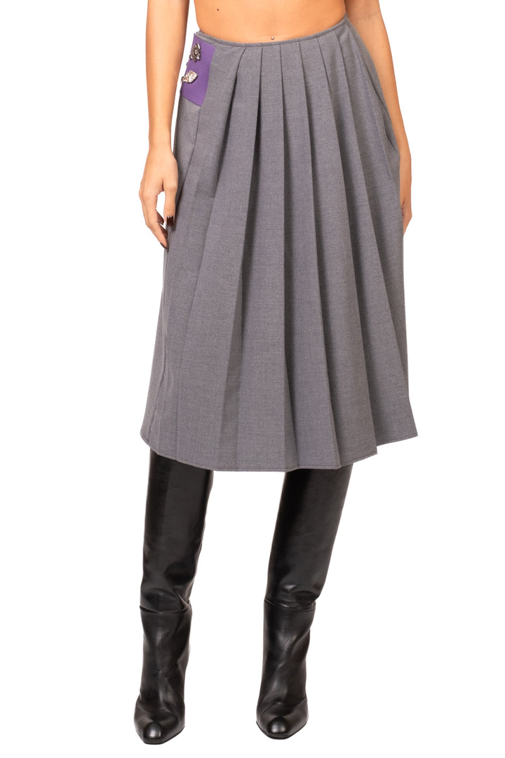 Tensione In - Gonna pieghe applicazioni gioiello Art. N10261AT