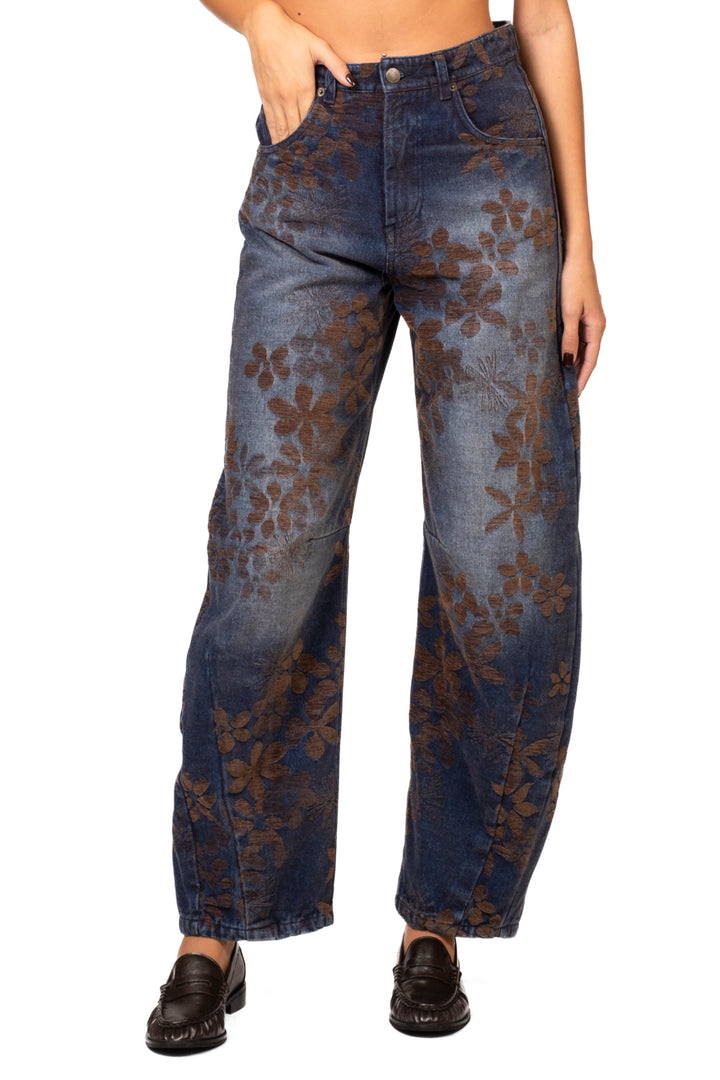 Tensione In - Jeans barrel stampa velluto Art. W26P207