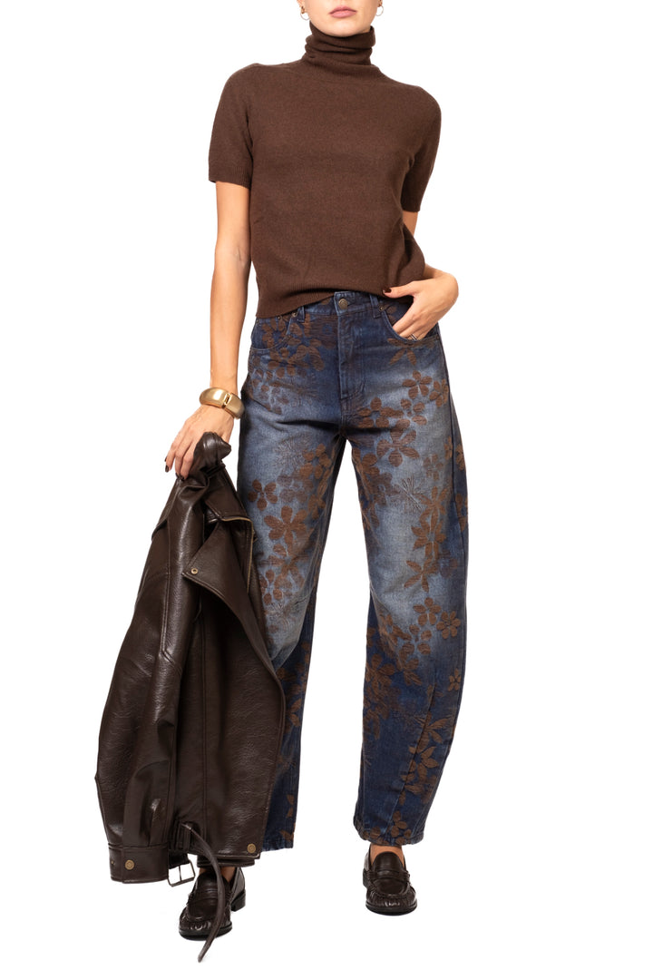 Tensione In - Jeans barrel stampa velluto Art. W26P207