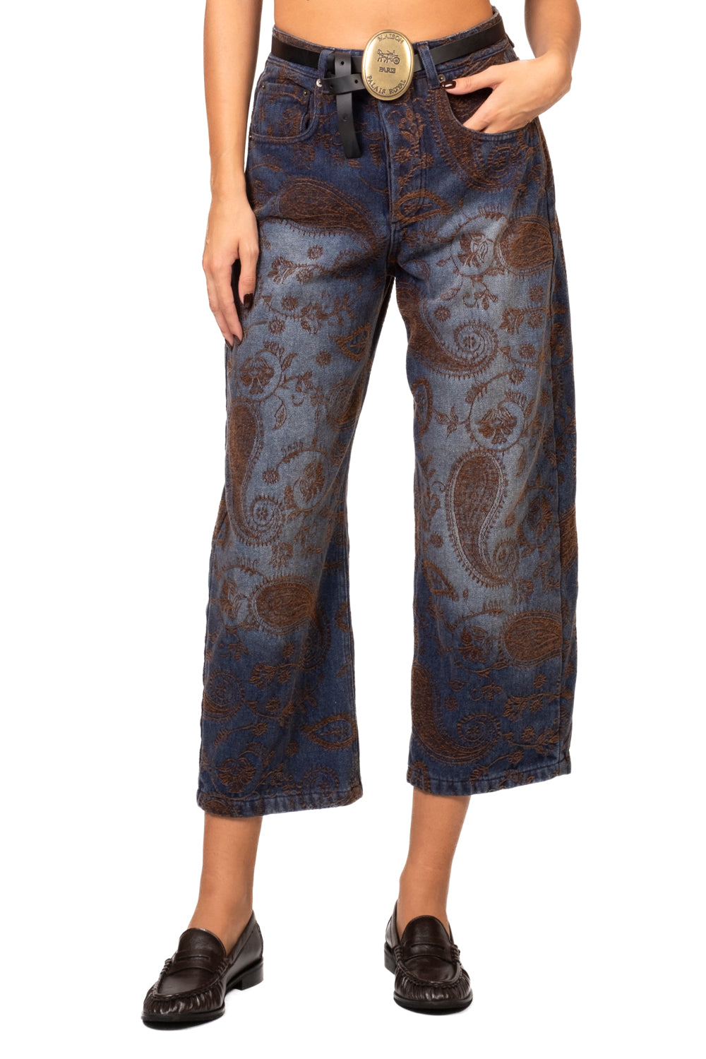 Tensione In - Jeans barrel AMICO con stampa paisley velluto rt. W26P881