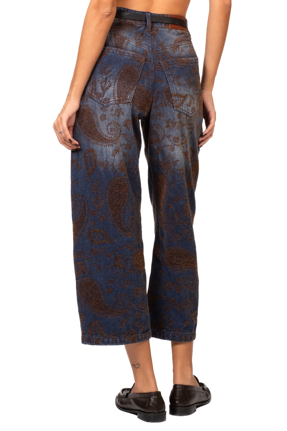 Tensione In - Jeans barrel AMICO con stampa paisley velluto rt. W26P881