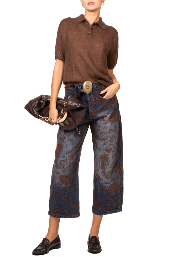 Tensione In - Jeans barrel AMICO con stampa paisley velluto rt. W26P881