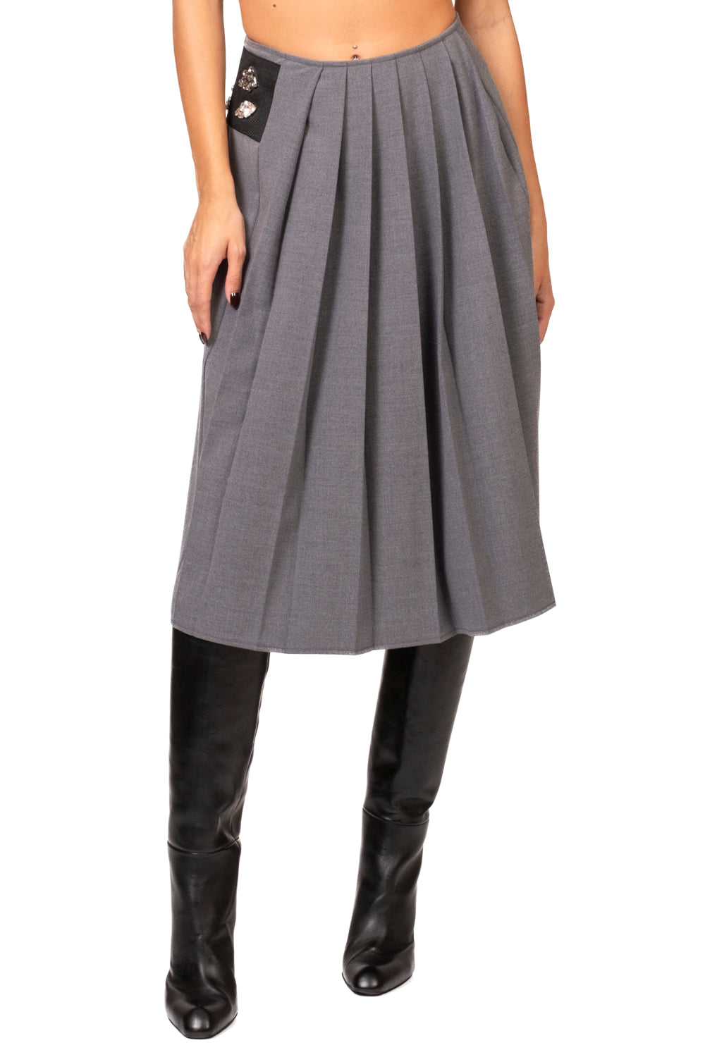 Tensione In - Gonna pieghe applicazioni gioiello Art. N10261AT