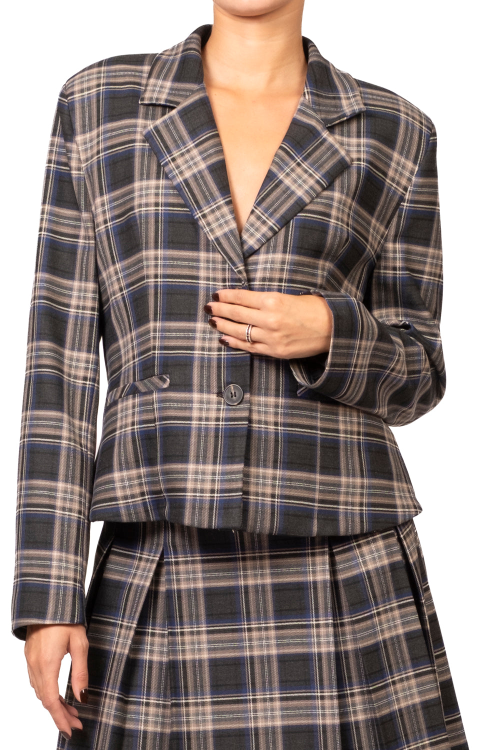 Tensione In - Giacca corta check due bottoni Art. 27B6698