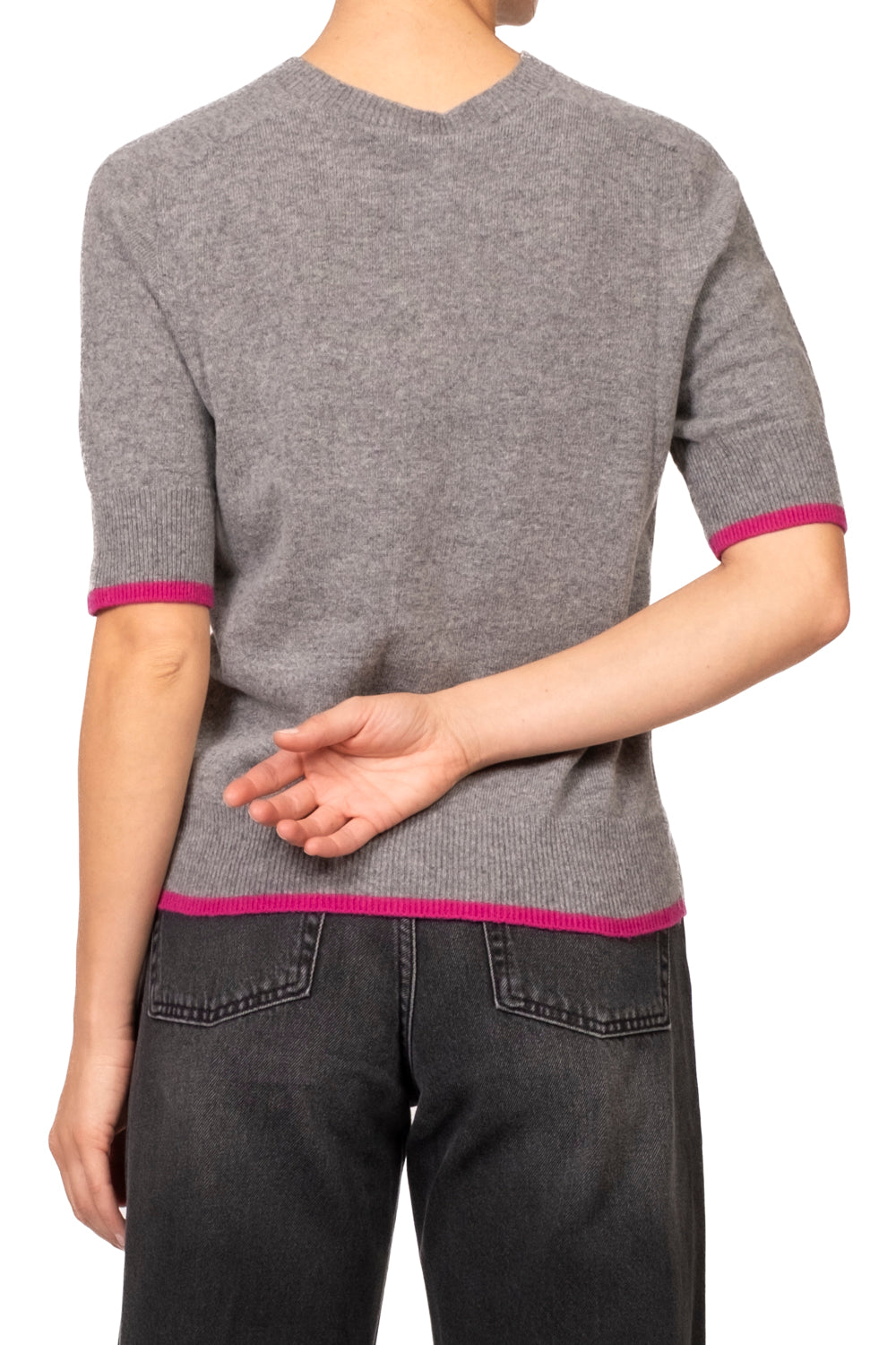 Tensione In - Maglia mezza manica  in lana profili contrasto  Art. D83033AI26