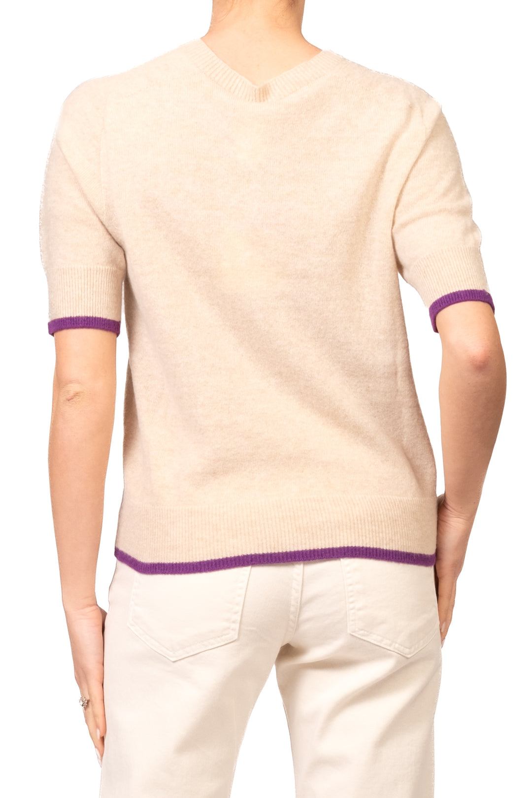 Tensione In - Maglia mezza manica  in lana profili contrasto  Art. D83033AI26