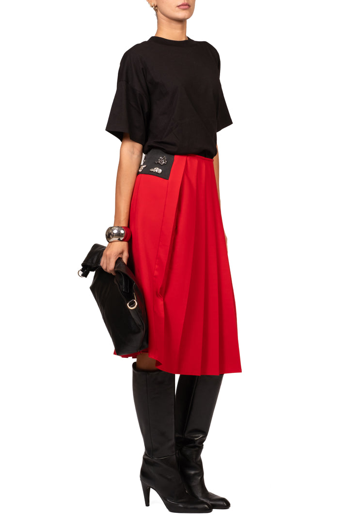Tensione In - Gonna pieghe applicazioni gioiello Art. N10261AT