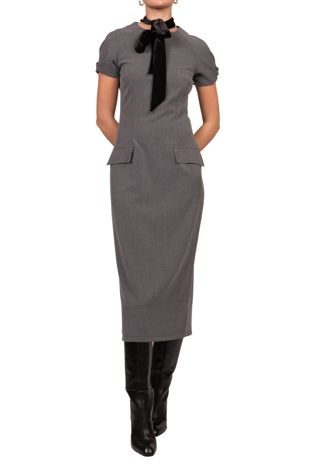 Tensione In - Abito lungo con fiocco velluto Art. A50930AT