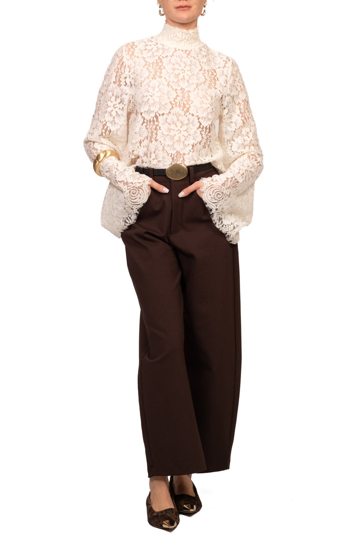 Tensione In - Blusa pizzo mezzo collo Art. W26M910