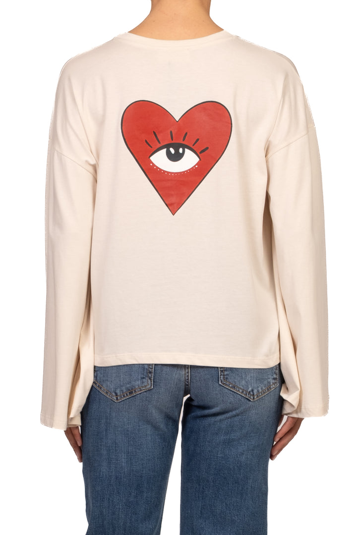 Vicolo - T-Shirt manica campana stampa cuore Art. RAC0392