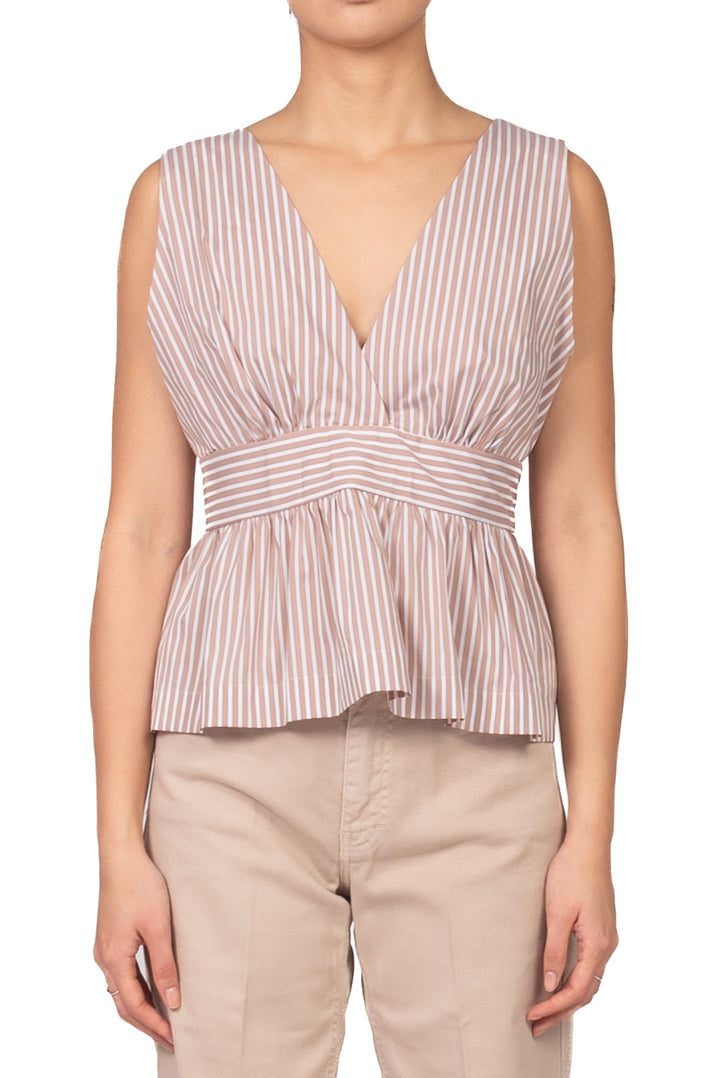 Vicolo - Top gessato con balza Art. TAB1898
