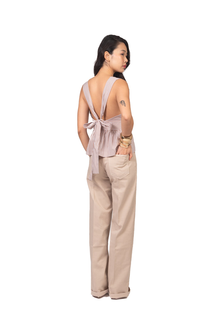Vicolo - Top gessato con balza Art. TAB1898