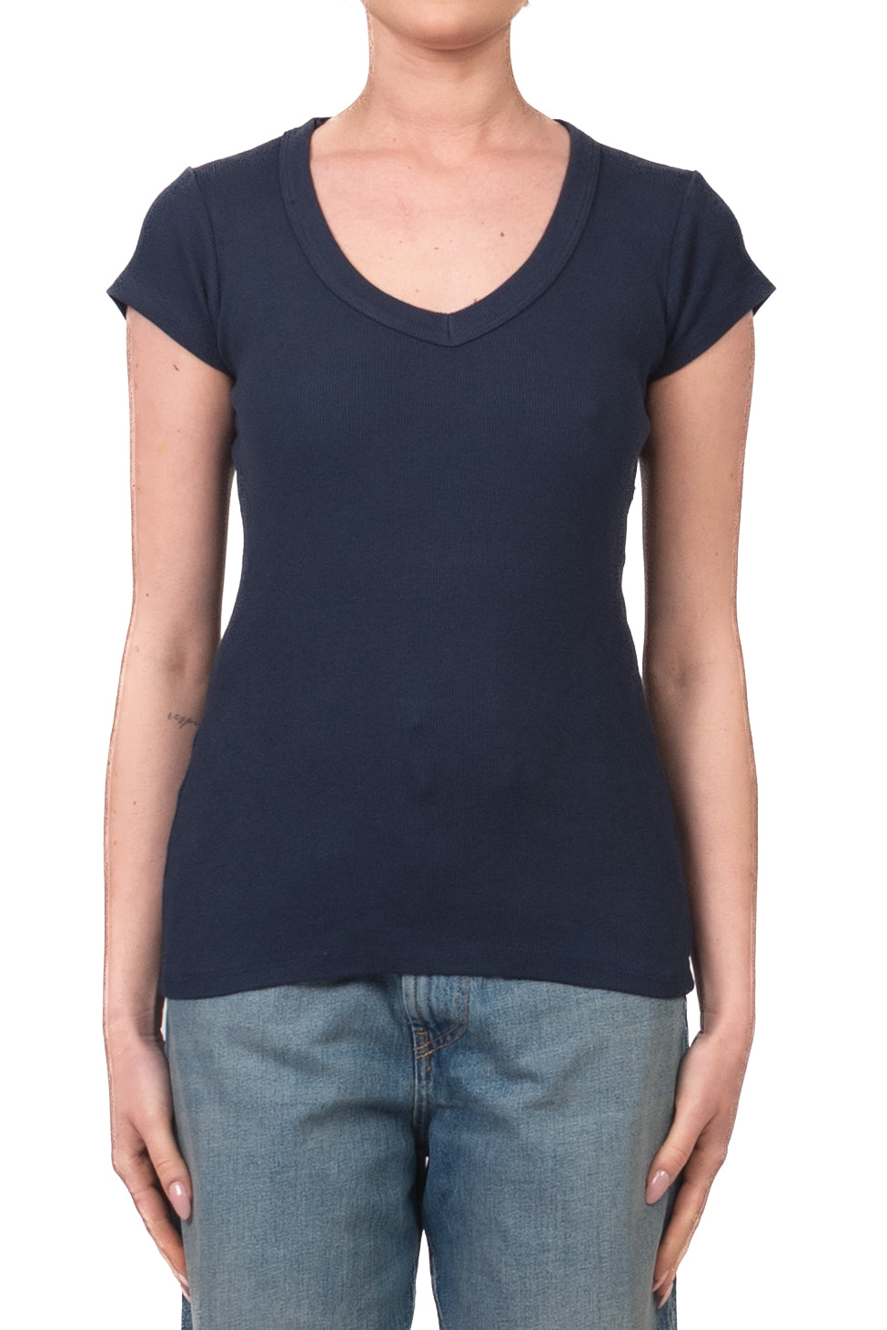 Tensione In - T-shirt costine scollo v Art. 21005