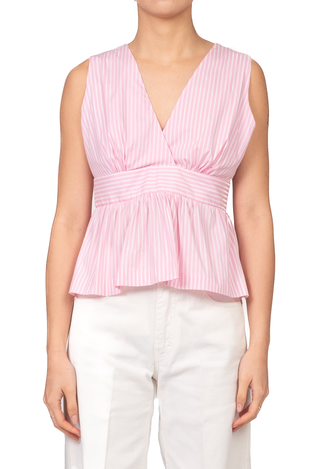 Vicolo - Top gessato con balza Art. TAB1898