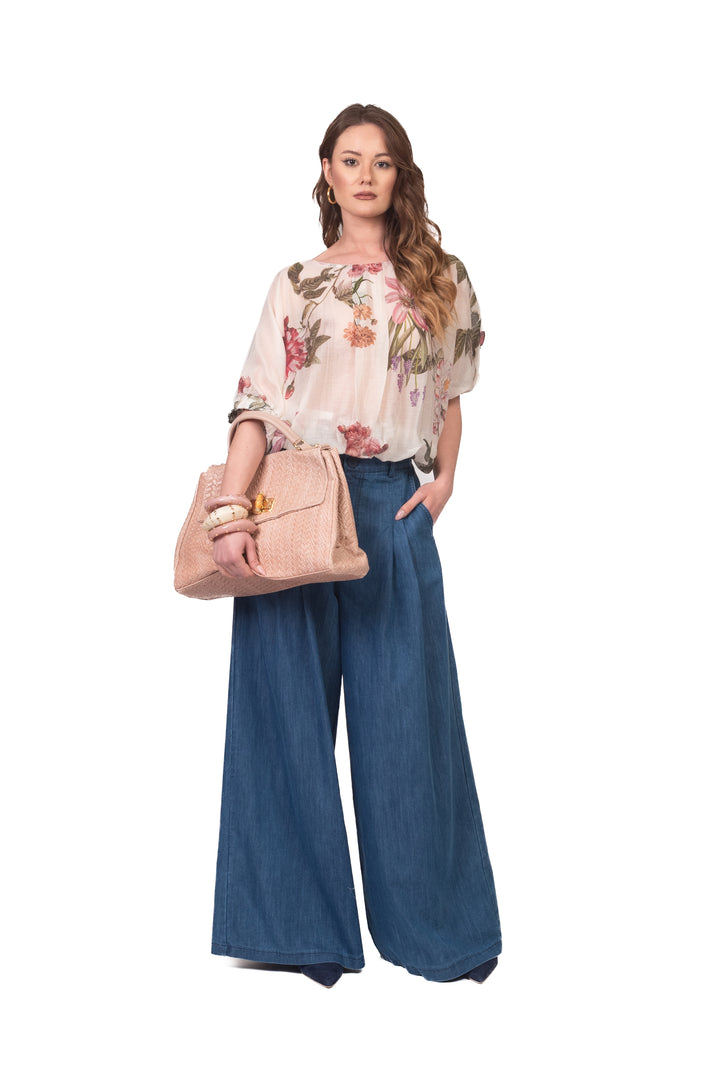 Vicolo - Pantalone palazzo chambray Art. TAB1922