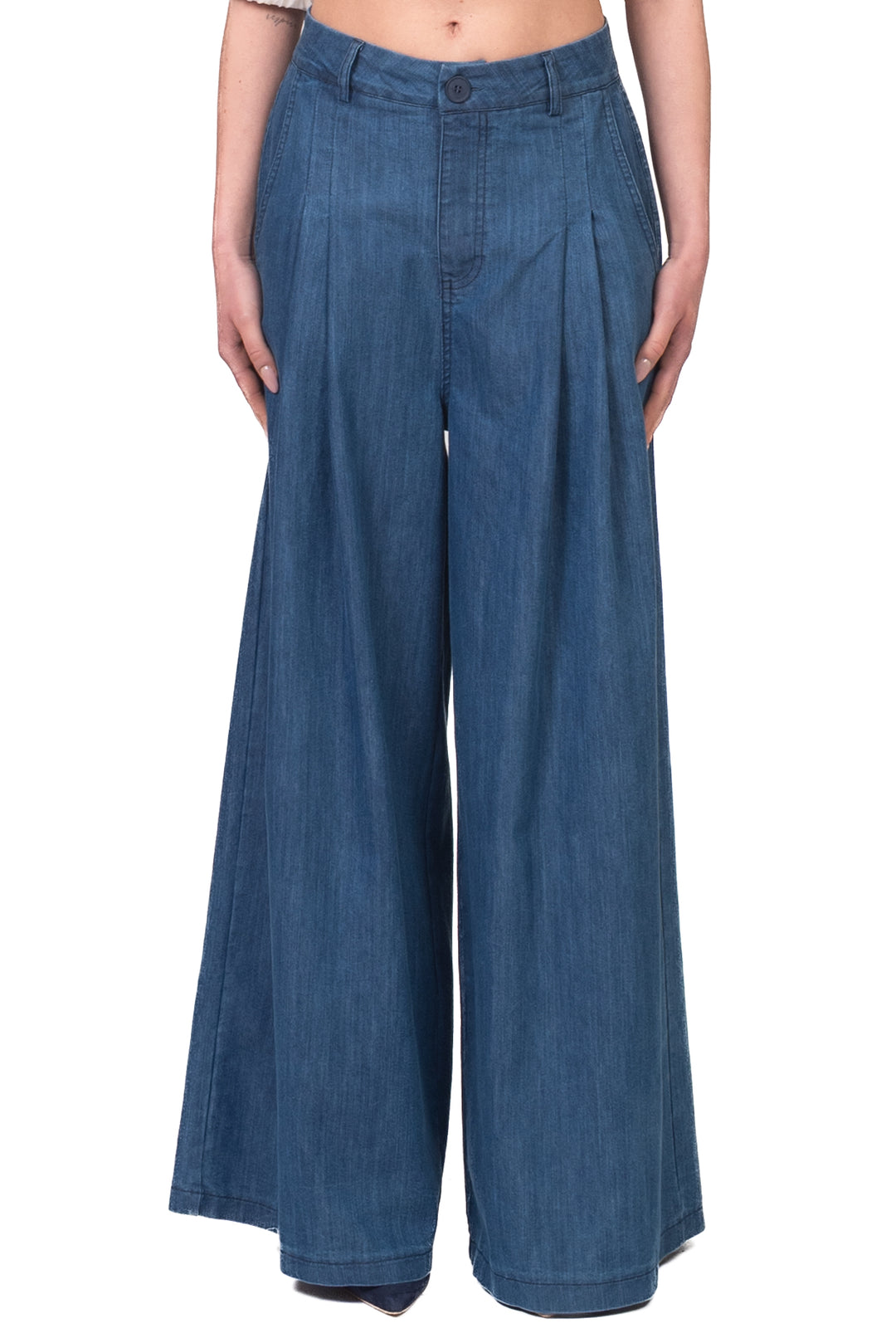 Vicolo - Pantalone palazzo chambray Art. TAB1922