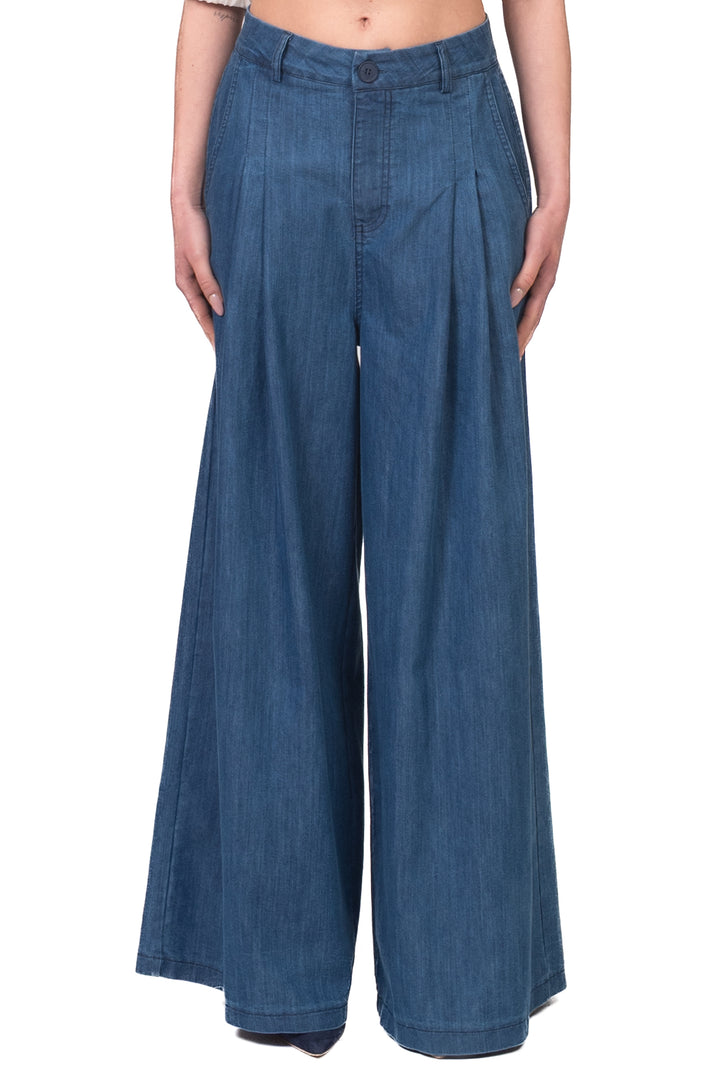 Vicolo - Pantalone palazzo chambray Art. TAB1922
