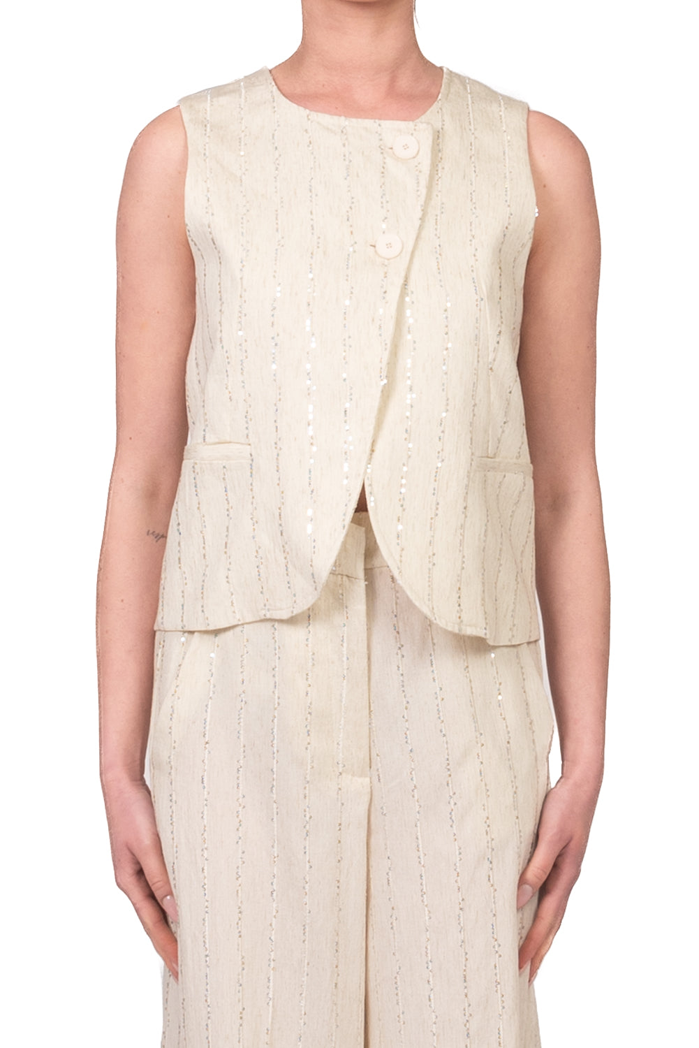 Tensione In - Gilet gessato micro paillettes Art. S26JA15