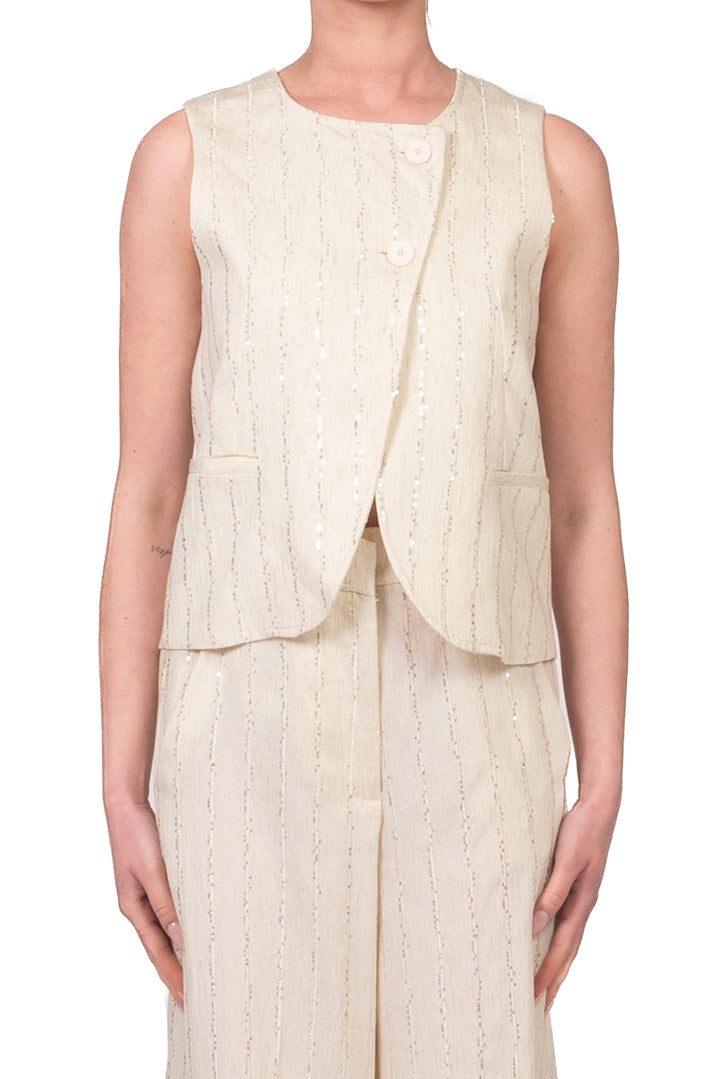 Tensione In - Gilet gessato micro paillettes Art. S26JA15