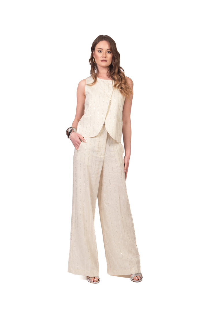 Tensione In - Pantalone gessato micro paillettes Art. S26PA16