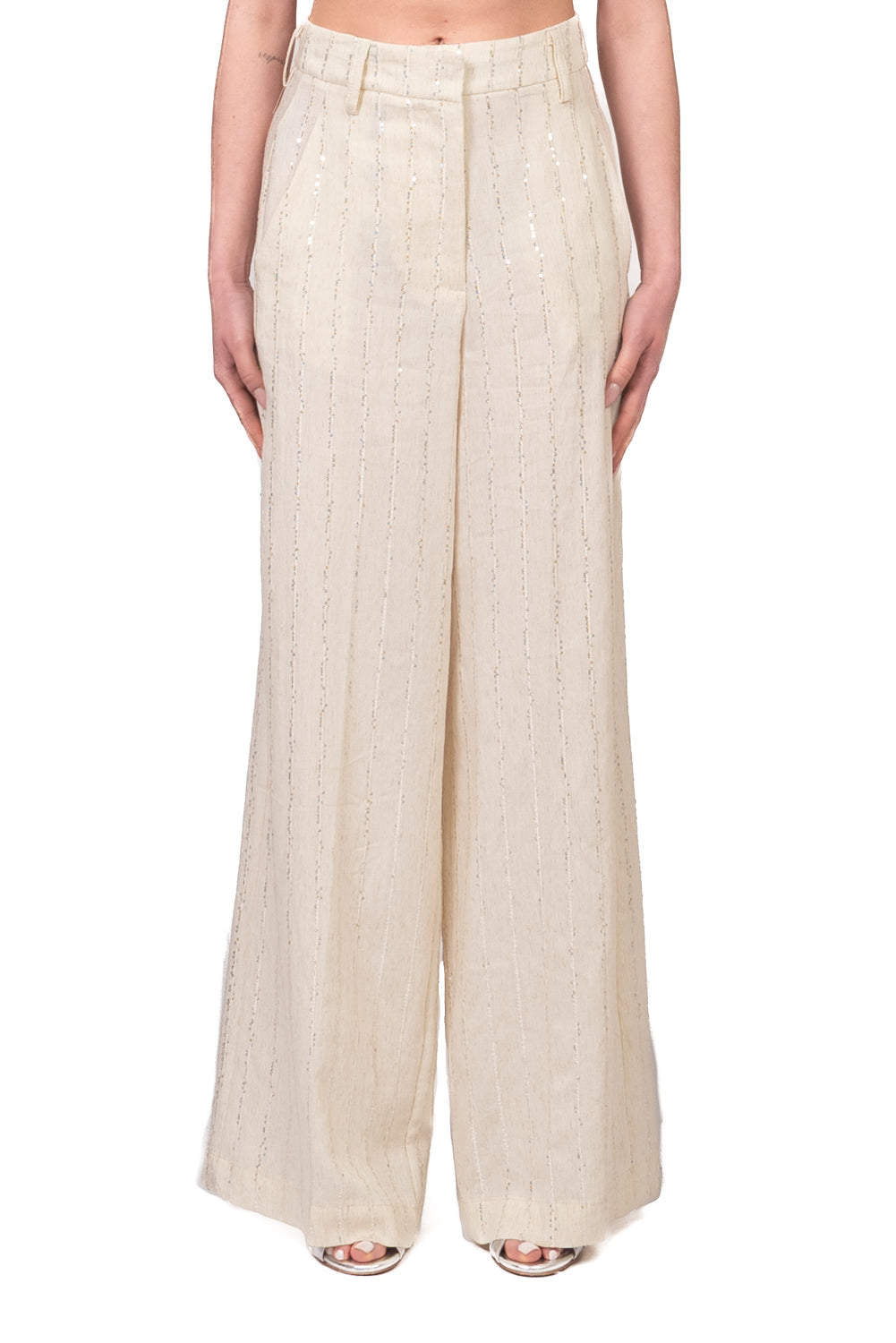 Tensione In - Pantalone gessato micro paillettes Art. S26PA16