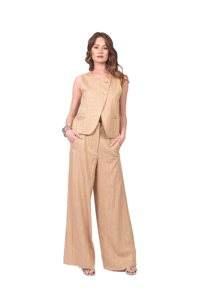 Tensione In - Pantalone gessato micro paillettes Art. S26PA16