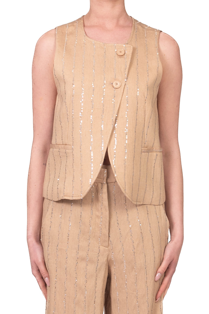Tensione In - Gilet gessato micro paillettes Art. S26JA15