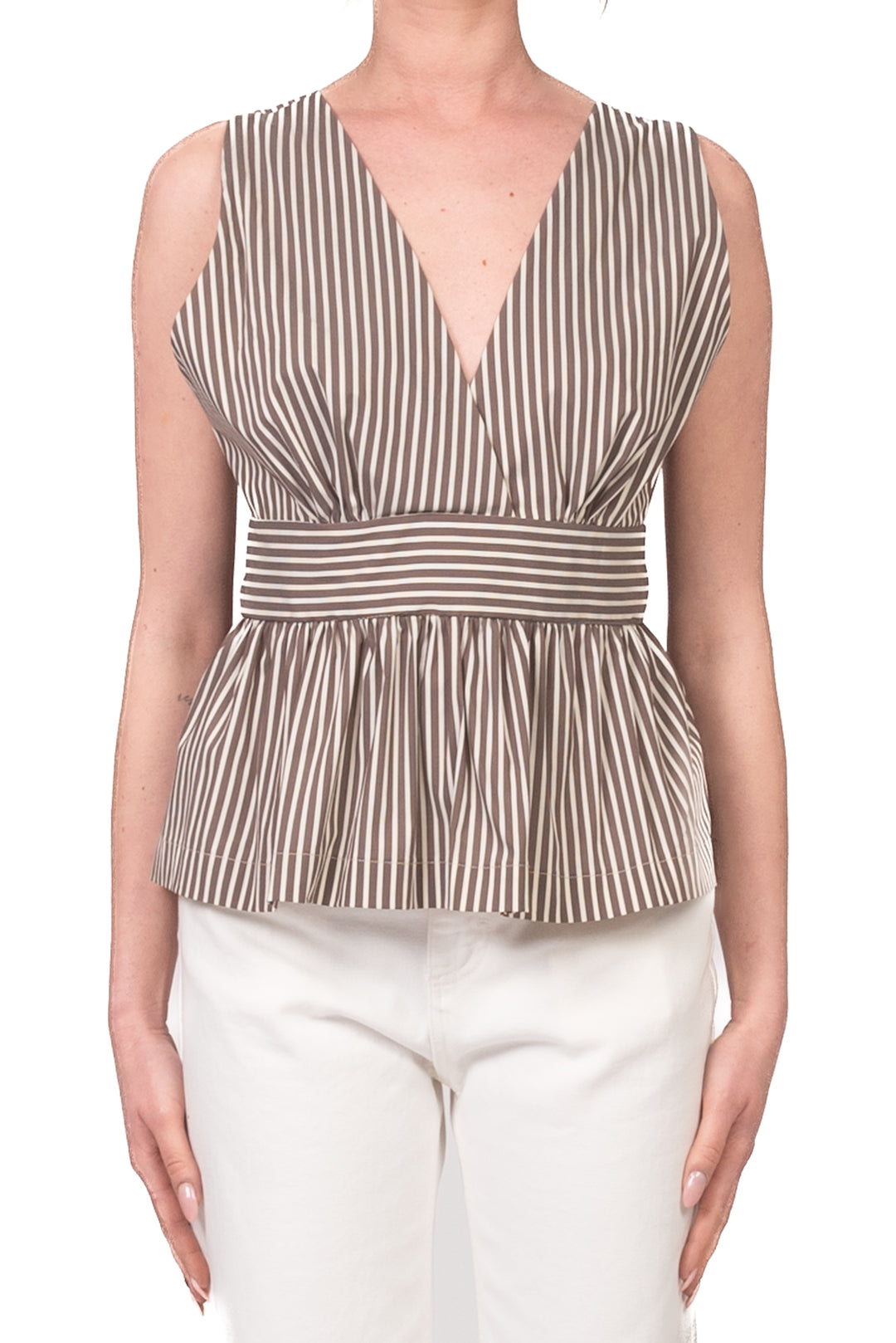 Vicolo - Top gessato con balza Art. TAB1898
