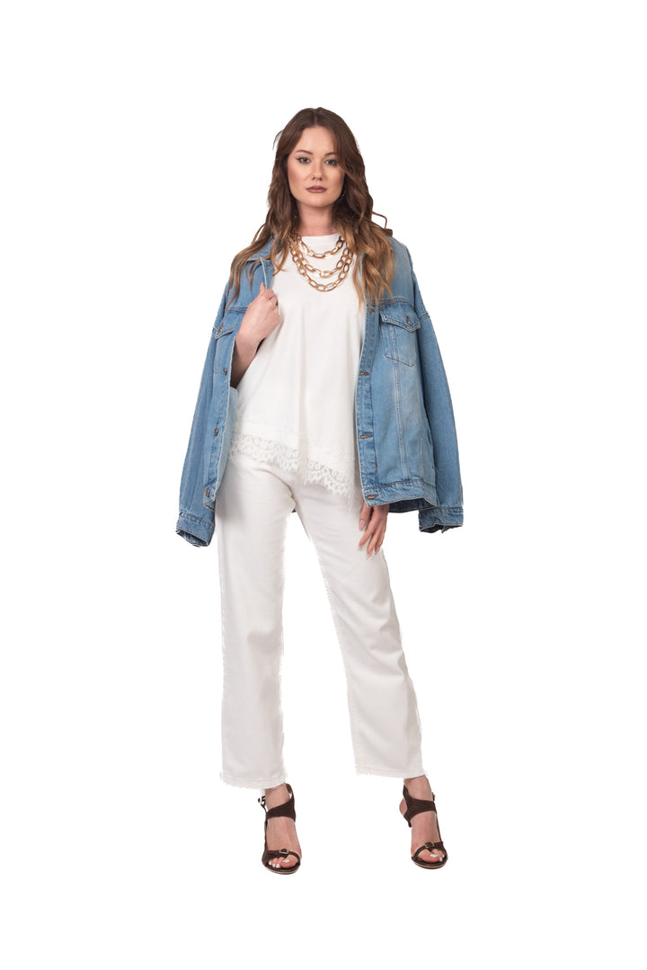 Vicolo - T-shirt asimmetrica con pizzo Art. RAB0598