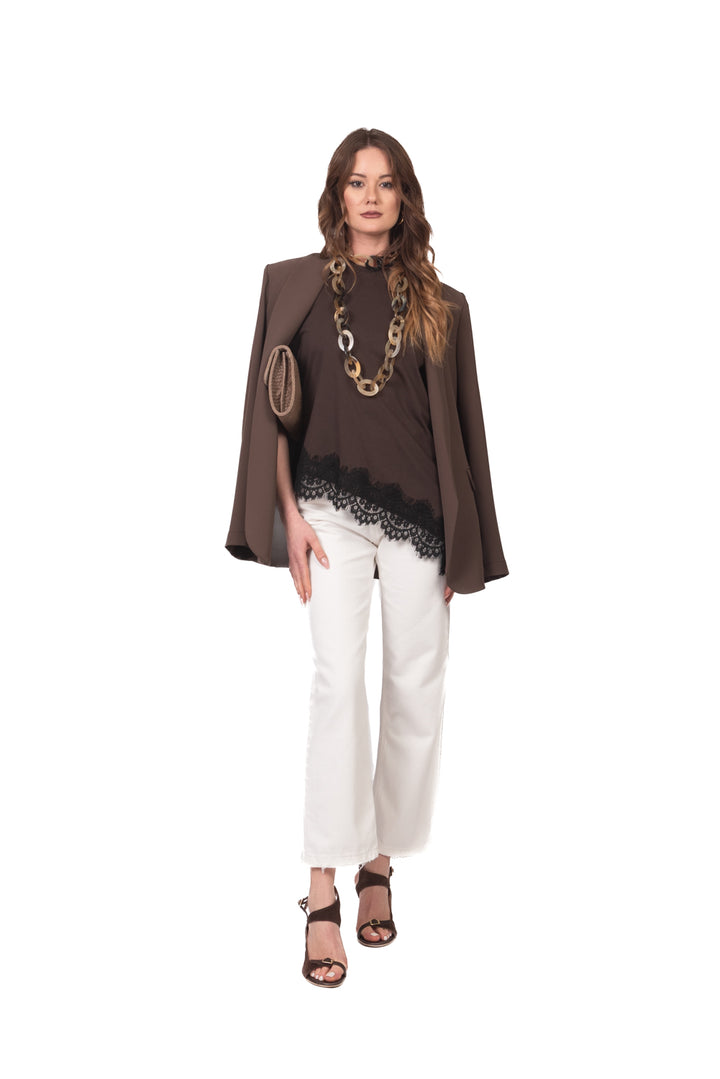 Vicolo - T-shirt asimmetrica con pizzo Art. RAB0598