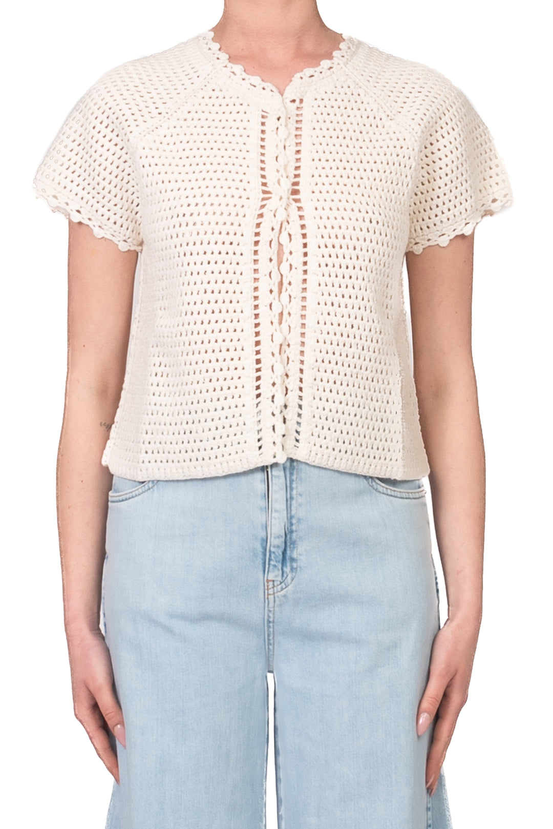 Vicolo - Maglia crochet chiusura due bottoni Art. 3AB3022