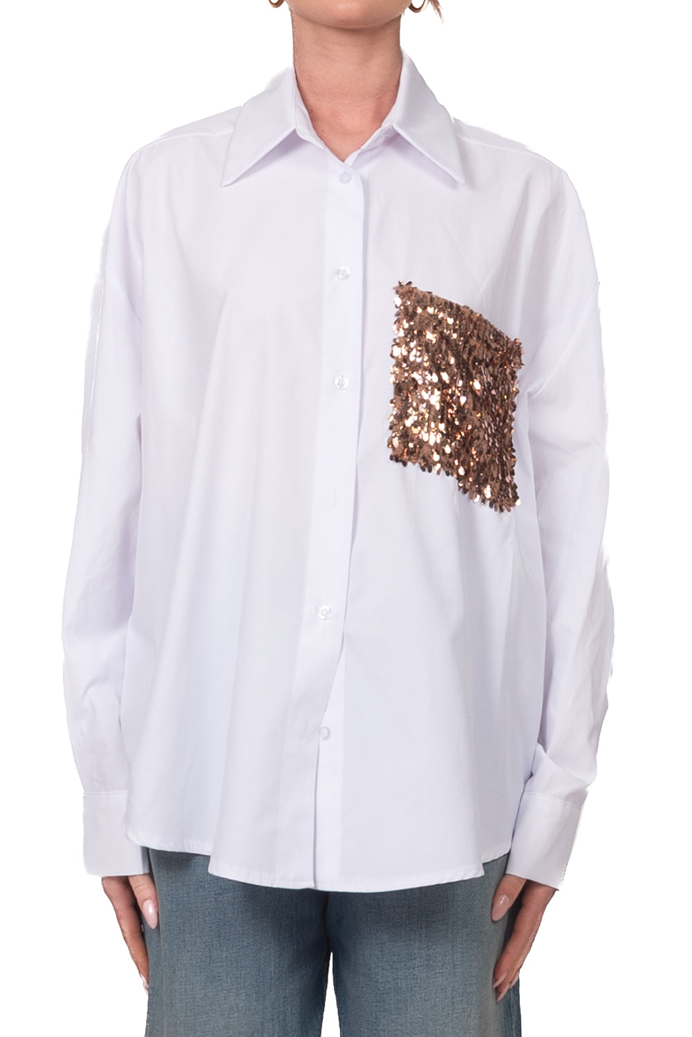 Tensione In - Camicia over tasca paillettes Art. PE260178