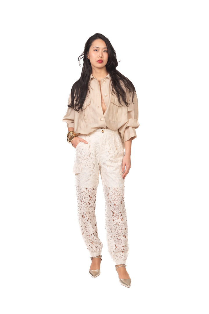 Tensione In - Pantalone cargo in pizzo Art. PE26-4219
