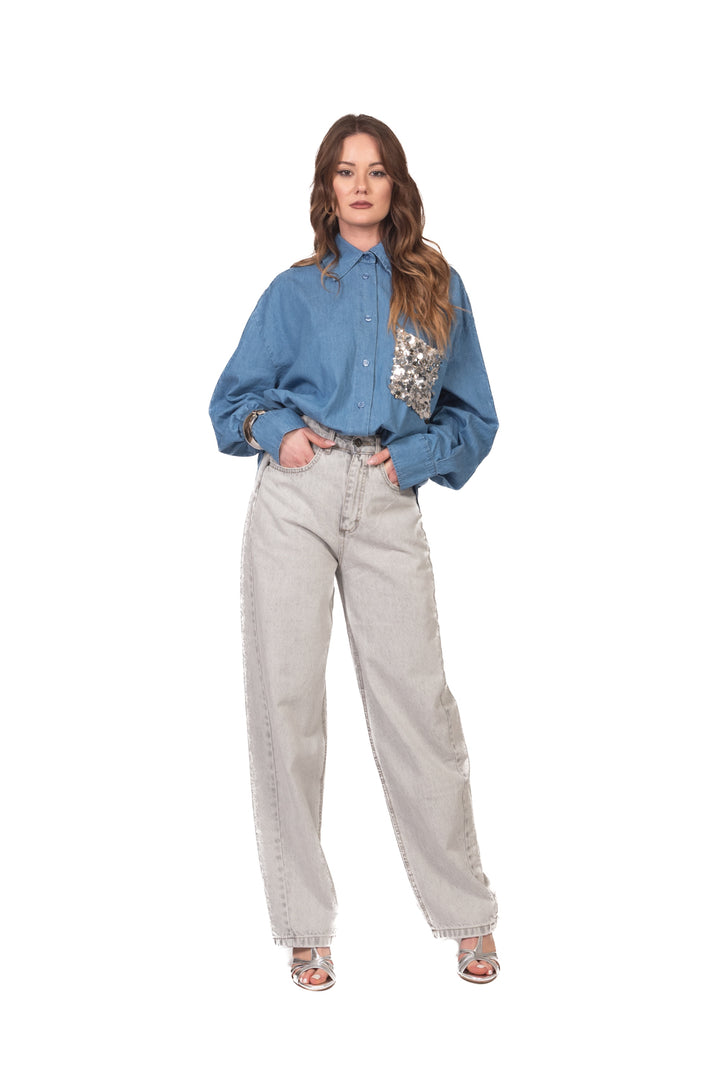 Tensione In - Camicia in denim tasca paillettes Art. PE260153