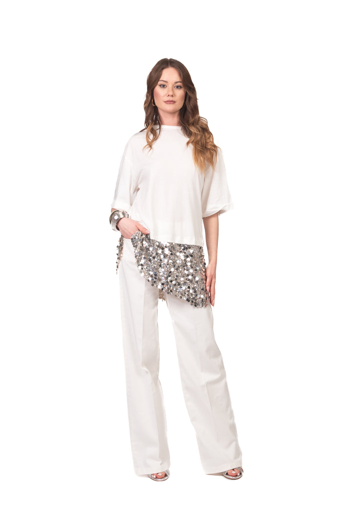Motel - T-shirt asimmetrica con paillettes Art. S26MC32