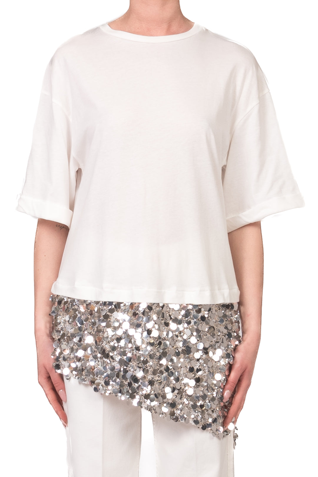 Motel - T-shirt asimmetrica con paillettes Art. S26MC32