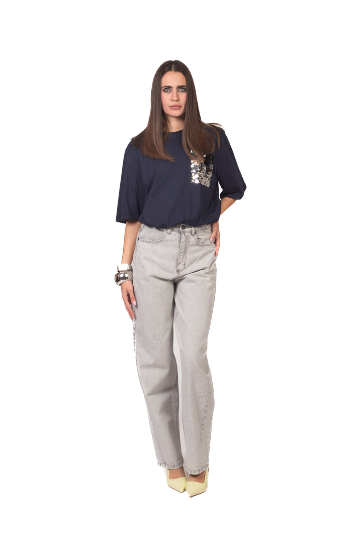 Motel - T-shirt palloncino con tasca paillettes Art. 39022G