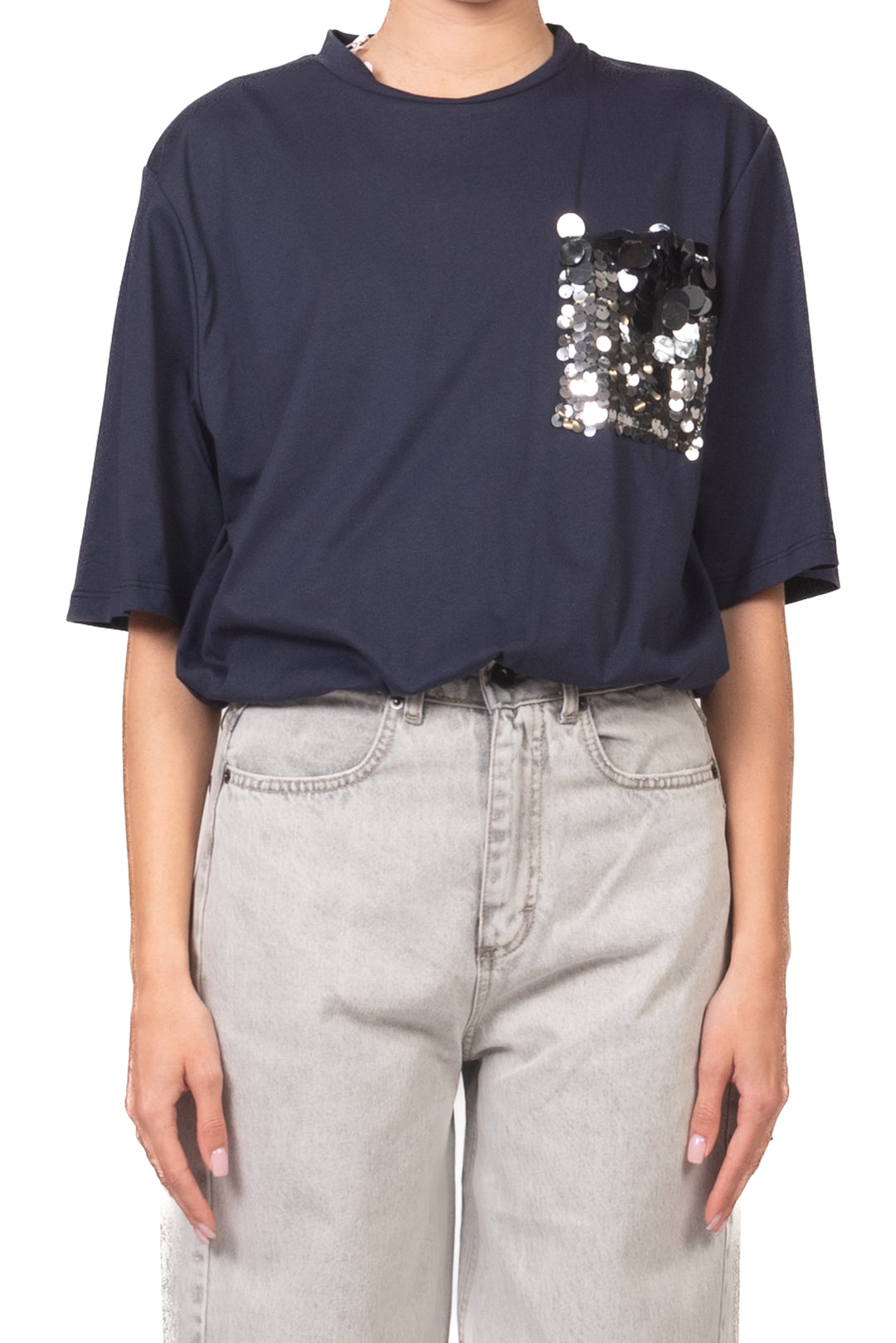 Motel - T-shirt palloncino con tasca paillettes Art. 39022G
