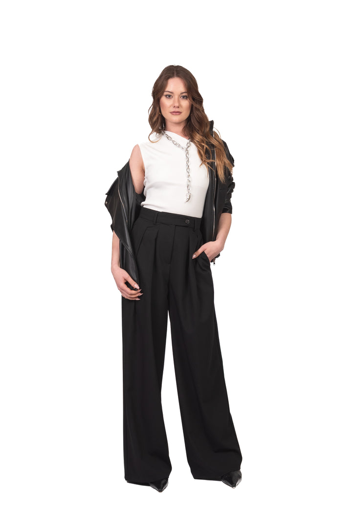 Tensione In - Pantalone palazzo chiusura asimmetrica Art. 26P4364