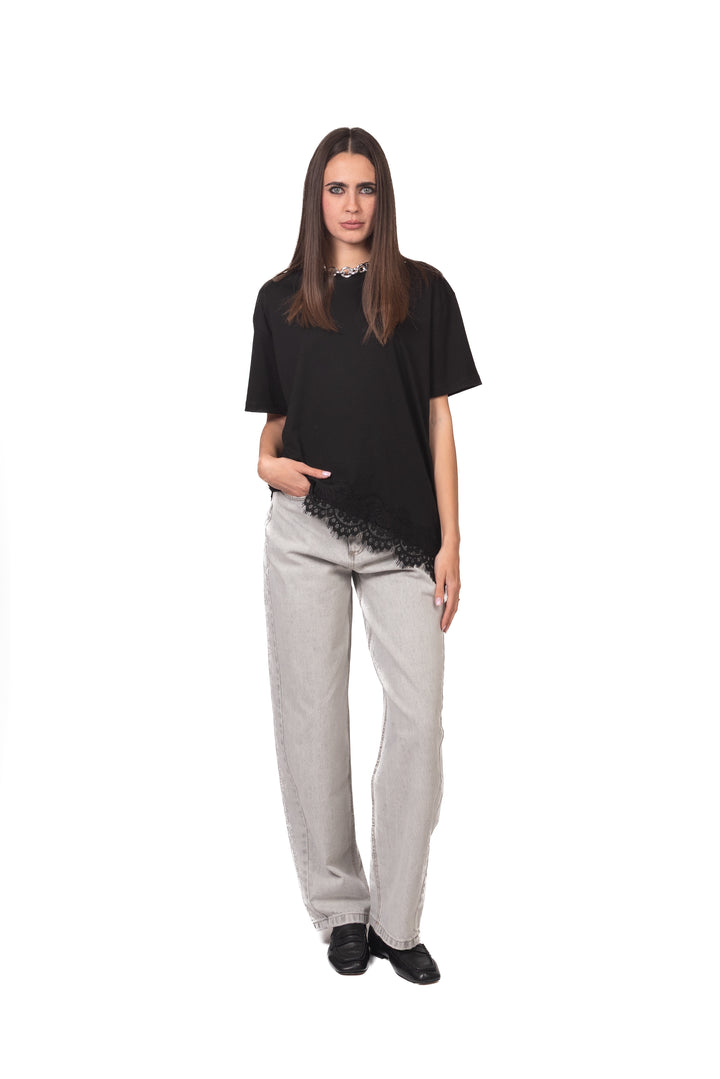 Vicolo - T-shirt asimmetrica con pizzo Art. RAB0598