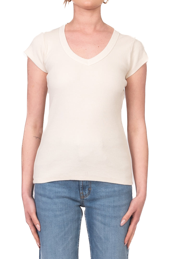 Tensione In - T-shirt costine scollo v Art. 21005