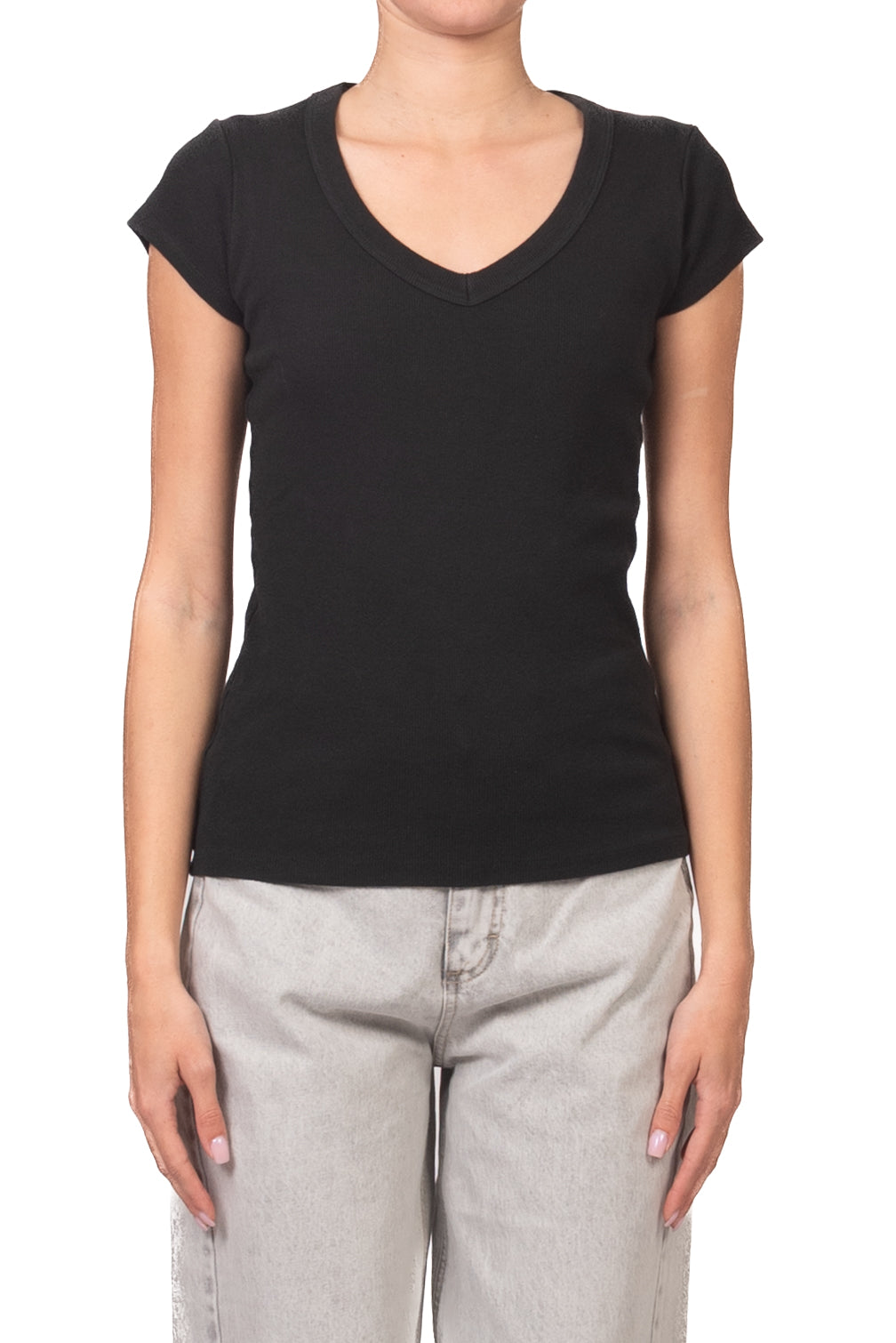 Tensione In - T-shirt costine scollo v Art. 21005