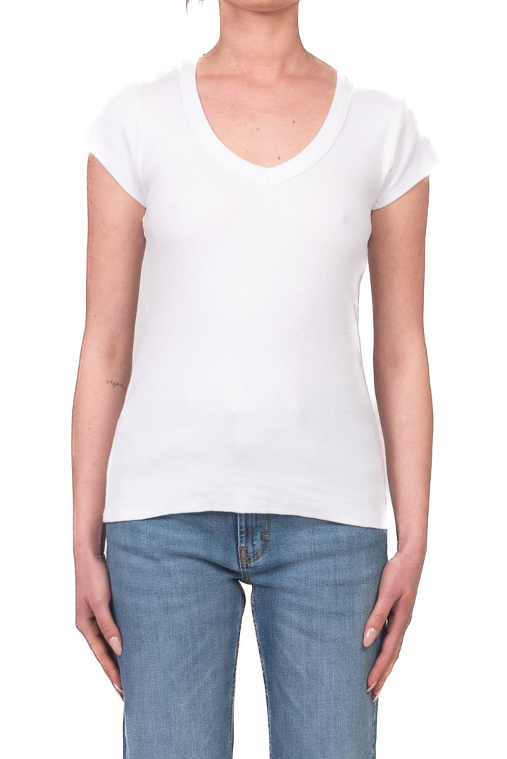 Tensione In - T-shirt costine scollo v Art. 21005