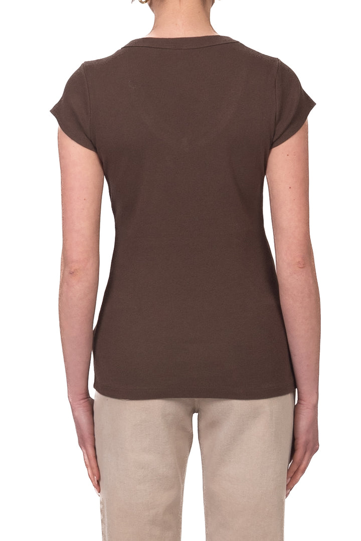 Tensione In - T-shirt costine scollo v Art. 21005