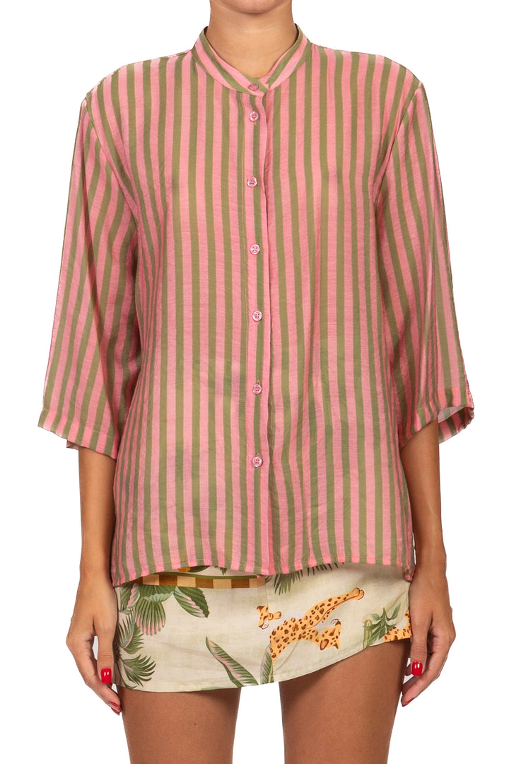 Dixie - Camicia rigata collo coreano Art. CFRN1KR
