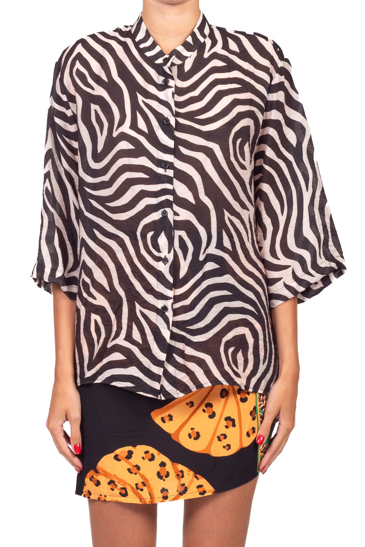 Dixie - Camicia zebrata collo coreano Art. CFRN1KQ