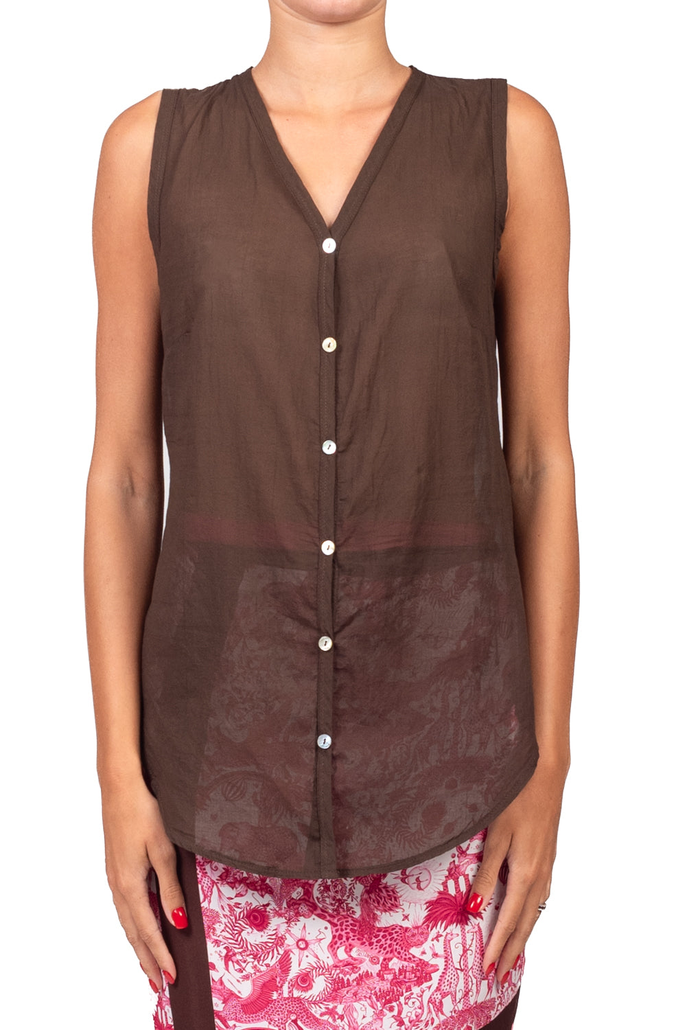 Tensione in - Camicia smanicata in mussola Art. F9140C35RPE26