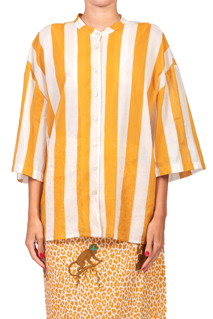 Tensione In - Camicia rigata mussola collo coreana Art. 40058