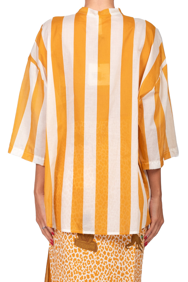 Tensione In - Camicia rigata mussola collo coreana Art. 40058